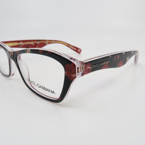 Dolce & Gabbana DG 3202 2986 47mm Black & Flowers Girl's Rectangular Glasses. - Picture 5 of 8
